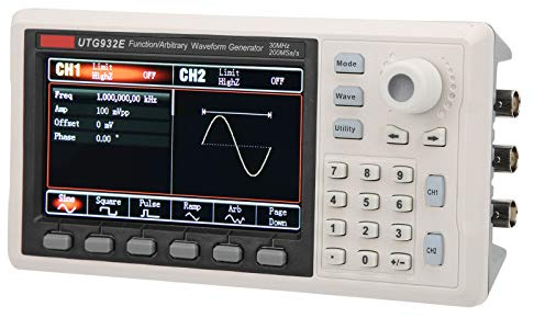 UTG932E Signalgenerator, Dual-Channel-Funktions-Wellenformgenerator, Funktionsgenerator mit Abtastrate 30 MHz, 200 msa/s (EU-Stecker)