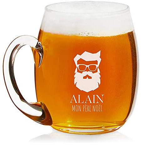 Maverton Chope à Bière Gravée - Cadeau personnalisée pour lui - Capacité : 500 ml - Cadeau d’anniversaire homme - Verre à Bière avec gravure - Noël