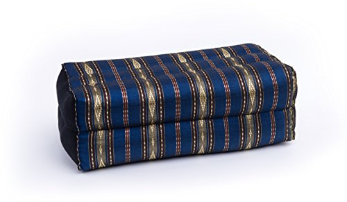 Handelsturm Coussin pour la Meditation Yoga 35x15x10 cm, Rembourrage Kapok, Design traditionel Thai Bleu