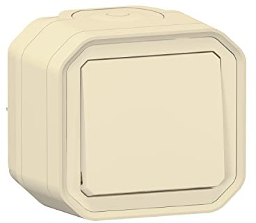 LEGRAND - Interrupteur Mural Etanche Simple ou Va-et-vient 10A Plexo - Commande d'Éclairage Complète Prête à Installer - Pose en Apparent - Fabriqué En France - Sable, Beige