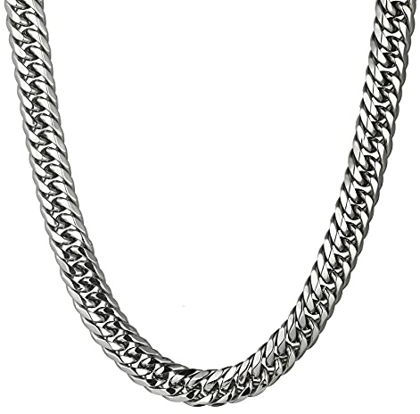 JewelryWe Schmuck Herren Halskette Edelstahl Panzerkette 19/22mm Breit Kette Geschenke für Männer Silber