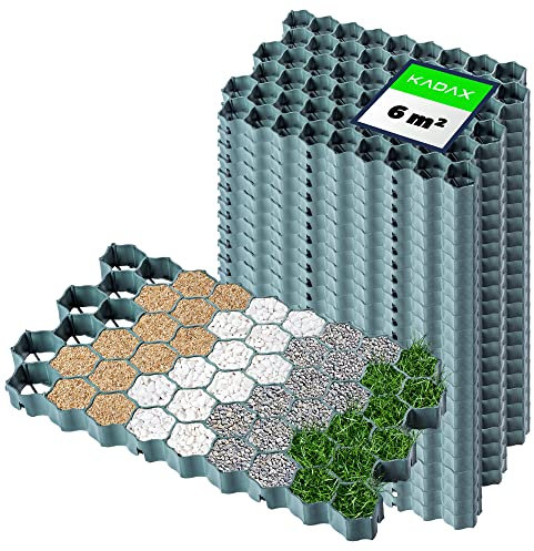 KADAX Dalles Stabilisatrices en Polyéthylène 60 x 40 cm, Stabilisateurs de Gravier, Dalles à Engazonner pour Jardins, Grilles de Gazon (Vert, Lot de 24)