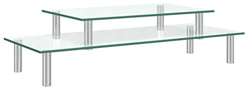 Gecheer Monitorständer 2-stufig Schreibtischaufsatz Monitorerhöhung Bildschirm PC Regal Aufsatz Bildschirmerhöhung Transparent Glas