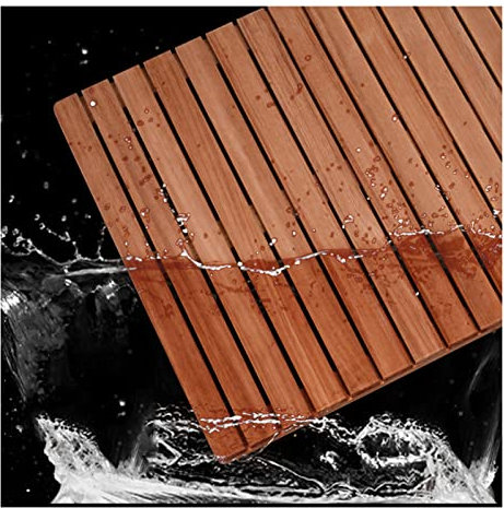 SHUITUKOUU Bambus Badematte,Badematte Aus Naturholz,Badematte, Duschmatte, rutschfest Für Badezimmer, Holzbodenmatte, Für Den Heim- Oder Außenbereich Anpassbar,90x90cm/36x36in