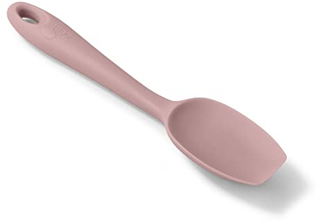 Zeal Silicone Spatula Spoon, Non-Stick Flat-Ended Cooking Spoon Spatula for Scraping, Scooping and Stirring – Odour and Stain Resistant, 20cm, Rose Pink