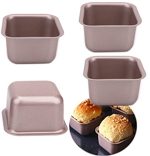 robebeee 6 Kinds Mini Cake Molds Donut Tin Square Pan Madeleine Tart Holder Lemon Cannele Octagon Carbon Steel Cheese Mould Kitchen Tools (4pcs Square Cake Molds)