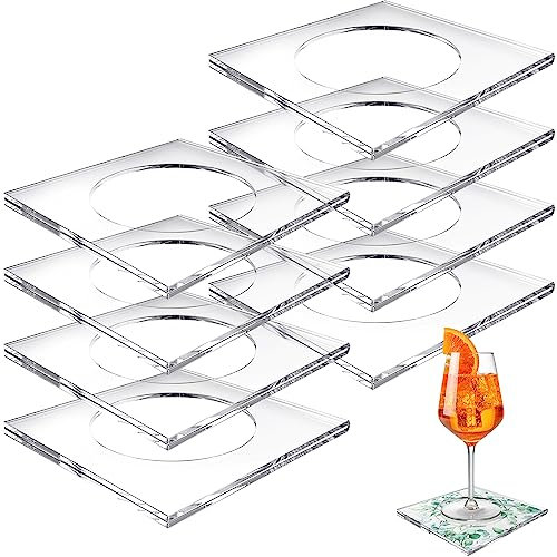 Weecent 8 Stück Acryl-Untersetzer DIY Cocktail Serviettenhalter klar wasserabweisend bruchsicher Untersetzer für jeden Feiertag Anlass Home Office Dekor und Schutz des Tisches
