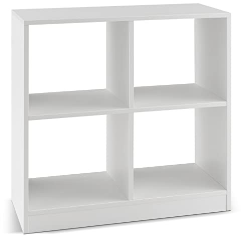 COSTWAY Bücherregal mit 4 Fächern, Würfelregal weiß, Standregal, Aufbewahrungsregal, Regal für Schlafzimmer, Wohnzimmer, 73 x 33 x 73 cm