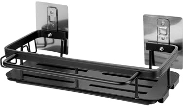 QWORK® spülbecken Organizer, spülbecken Organizer hängend, Kein Bohren, mit abflusspfanne, schwarz, für küche Bad