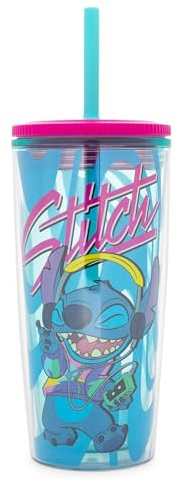 Silver Buffalo Lilo and Stitch Jamming Gobelet en plastique anti-déversement 591 ml