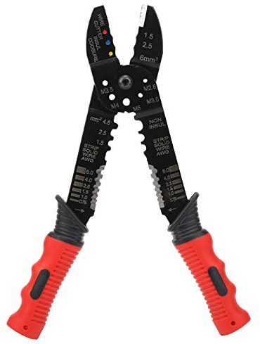 Pince à Sertir, Pince à Sertir pour Bornes de Fil M5 M4 M3.5 M3.0 M2.6 Outil de Dénudage de Fil pour Bornes Isolées, Outil de Sertissage, Pinces à Sertir