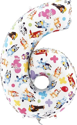 26 Toyland® Ballon en Aluminium Numéroté Bluey & Bingo - Ballons de Fête pour Enfants - Numéros 1-6 Disponibles