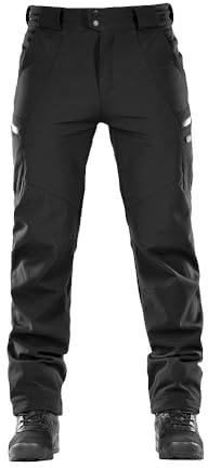 M-Tac Pantaloni tattici softshell da uomo invernali, pantaloni cargo militari caldi, impermeabili e antivento, pantaloni termici outdoor traspiranti con pile, pantaloni da trekking softshell, nero, L