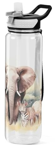 Wasserflasche mit Trinkhalm, 1 Liter, Sportflasche, Tritan, BPA-frei, transparent, für Erwachsene, Outdoor, Schule, Fitnessstudio, Reisen