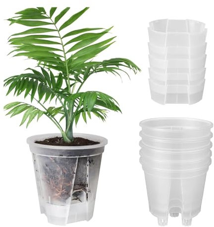 Clyictz Vasi autoirriganti in plastica trasparente da 15,2 cm, confezione da 5, con serbatoio profondo