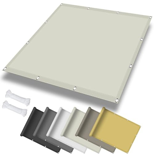 Vela Ombreggiante Tenda 4 x 4.6 m Impermeabile, Rettangolare Tenda da Sole per Esterno con Occhielli e Fune per Giardino Esterno terrazza, Avorio