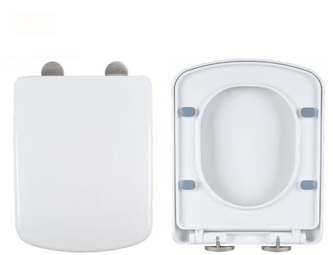 Giural Sedile WC Quadrato Coperchio Water Rimovibile, Tavoletta WC Chiusura Ammortizzata, Rapido Montaggio,Plastica Antibatterico Facile da Pulire, Bianco,355 * 435mm