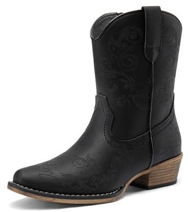 DREAM PAIRS Women's Cowboy Cowgirl Western Ankle Boots,Size 8.5,Black