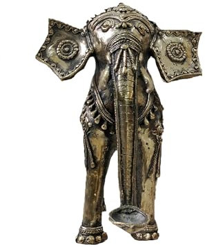 Elefante de pie hecho a mano | Escultura de metal | Estatuilla de animal única | Decoración del hogar y la oficina