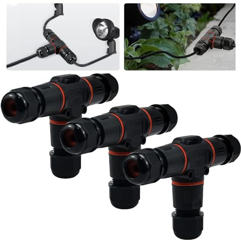 DTYGUIXE Kabelverbinder Wasserdicht T Form IP68 3 Stück | Klemmdose Abzweigdose M20T Verbindungsmuffe für Gartenbeleuchtung Außenlampen Untergrundbeleuchtung