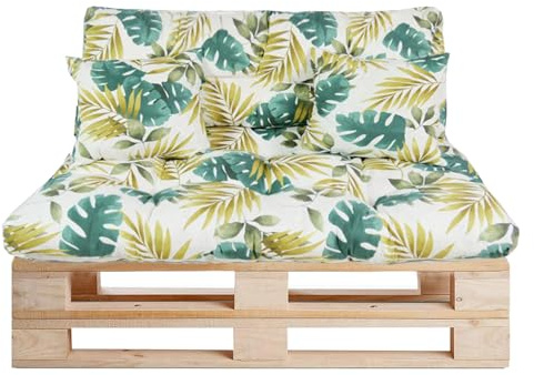 GREATOYAR Cojines Sofá Palets, Cojin Palet Fibra, Cojines Acolchados Palets, Cojín de Respaldo y Asiento, Conjunto 4 Piezas, para Jardín, Terraza, Balcón, Interior y Exterior, Hoja Oro