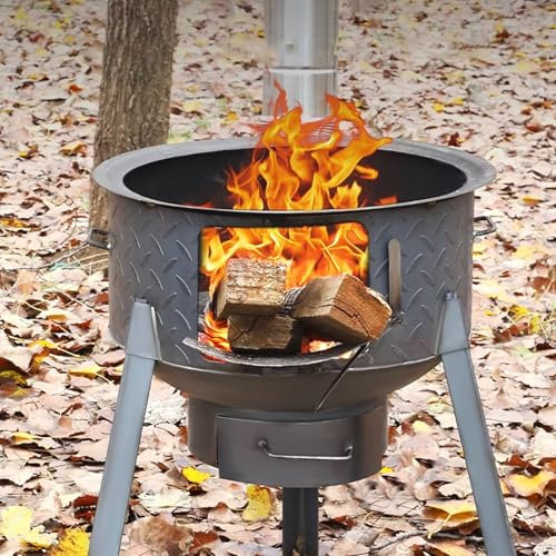Mini Poele a Bois, Poêle À Bois Camping, Chauffage de Tente Camping, Réchaud de Tente Bois, Tent Stove pour la Cuisson Poêle À Bois Portable pour Le Camping(53 * 60cm)