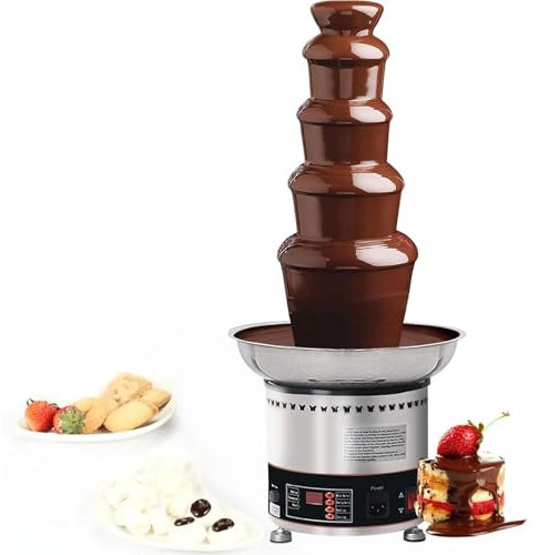 ChokladfontäN, 4/5/6/7 Tier Elektrisk ChokladfontäN, Rostfritt StåL Fondue Vattenfall SmäLtare Med Temperaturkontroll FöR Fester, Restauranger, BröLlop.,6Layers