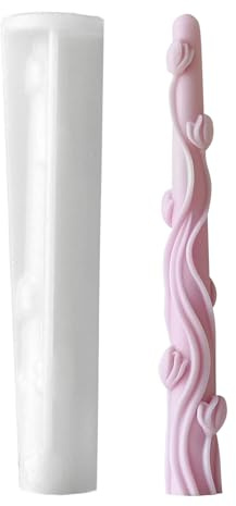 Xidmold Kerzenform Silikon Stabkerzen, Blume Lang Spiral Kerzen Gießen Form Silikon Kerzengießform DIY Stumpenkerzen Form Silikonform für Herstellung Kerzen, Duftkerze Handwerk (Tulpe)