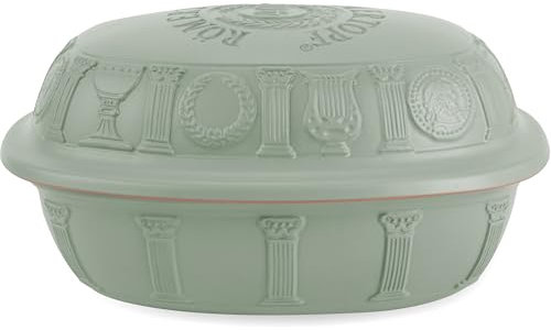 Römertopf Cocotte 40 ans JUBILÄUM verte pour 6 personnes – Cocotte de 3,5 l avec couvercle en céramique – Pour mijoter, rôtir et cuire à la vapeur – Passe au four