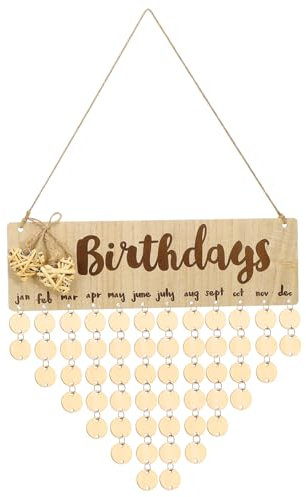 JEWEDECO Holz Geburtstagskalender Hängend Diy Geburtstags-erinnerung Wandtafel Mit Buchstaben Und Scheiben Für Familienfeiern Und Heimdekoration Einfach Montierbar Langlebiges Holzmaterial