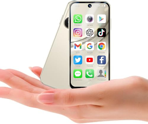 Hipipooo Mini Smartphone 4G, Dual SIM, Pantalla de 3,88 Pulgadas, cámara Dual 2.0+5.0MP, batería de 1950mAh, Mini teléfono Android 12 para niños(Beige,4GB+64GB)