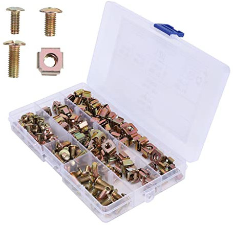 MUCKLILY 120pcs Box Square Hardware Insert Nut Cage Nut Assorted Screws Kit for Ssd Mounting Screws Assortment Kit