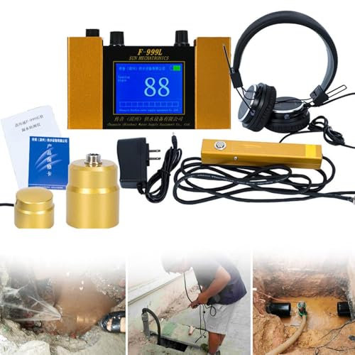 F999l Detector Fugas Agua Subterráneas,Monitor Fugas Tuberías Agua,Detector Fugas Plomería Con Auriculares 4 Marchas Ajustables Para Interior Y Exterior