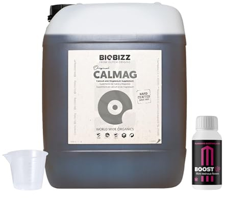Growmania Cal Mag de BioBizz 5 l + Probe Boost Up de Up Nutrients + verre doseur | Complément nutritif pour les grands jardins | Favorise une croissance robuste et une floraison abondante