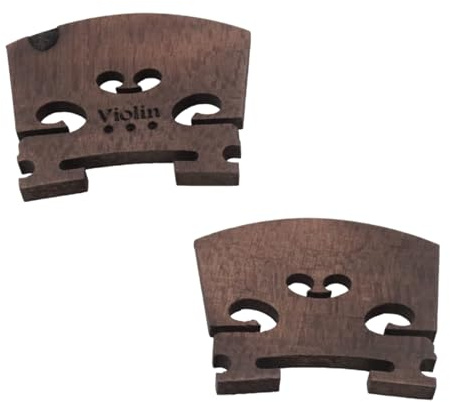Soundspire 2-Pack 4/4 Violin Bridge, Grade-A Maple with Pre-Slotted U-Groove (Professional String Spacing & Acoustics), Black