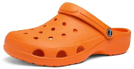 Garden Clogs Shoes Mens Womens Breathable Mesh Sandals Lakeland Active Mule Unisex Classic Clogs Non-Slip Outdoor Summer Slippers (Orange, Adult, Men, 9, Numeric, UK Footwear Size System, Wide)