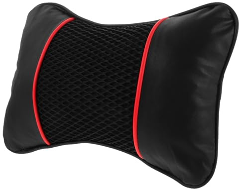 Atmungsaktives Kopfstützenkissen fürs Auto aus Leder und Polyester | Elastisch mit Einfacher Montage, für Angenehme Nackenstütze Unterwegs, Modernes Design