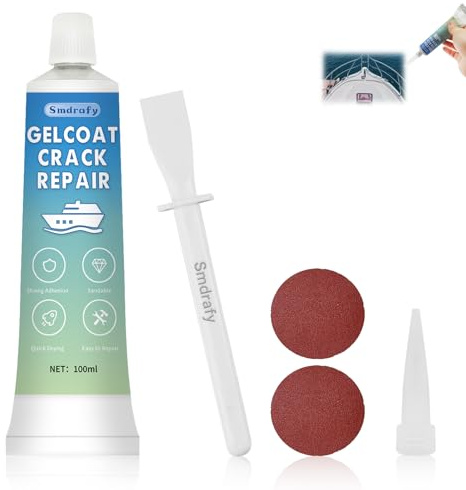 Smdrafy 100ml Gelcoats Reparatur Spachtel, Gelcoat Reparaturset | Gelcoat Repair Kit, Schnelle Reparatur Von Rissen, Glasfaserspachtel, Aushärten Schleifbar,Reparieren Rissen Löchern Kratzern