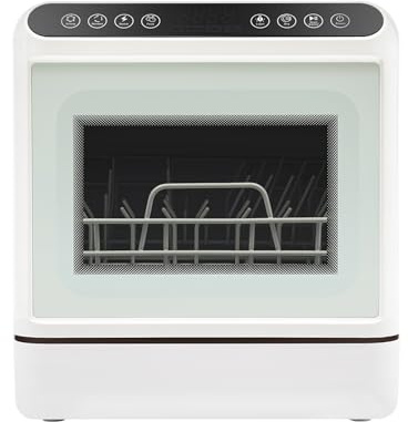 Mini Geschirrspüler 1100W Spülmaschine 4 Spülprogramme und 6L Wassertank Tischgeschirrspüler Touch Steuerung LED Lichtquelle mit Wasserleitung und Messbecher für Wohnungen, Wohnmobile