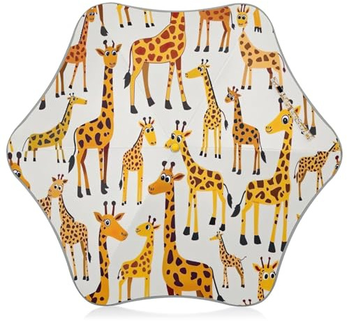Ludique Girafes Parapluie de pluie blanc pour enfants à bouts arrondis, parapluie coupe-vent pour l'école, les voyages, les activités de plein air