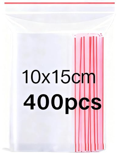 Omtofo Lot de 400 sachets en PE, 10 x 15 cm, avec fermeture à pression, transparents, petits sachets zip, sacs en plastique refermables, avec fermeture éclair, sachets en plastique zipper