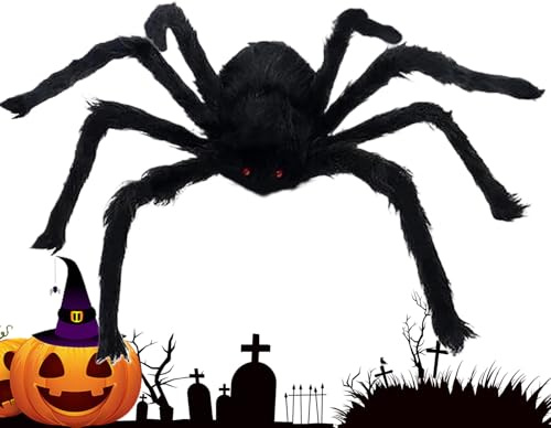 Rrlihjgu Decoración de Arañas,Arañas Gigantes para Casa Encantada | De Halloween Realistas Y Espeluznantes para Exterior Interior Jardín Porche Y Hogar
