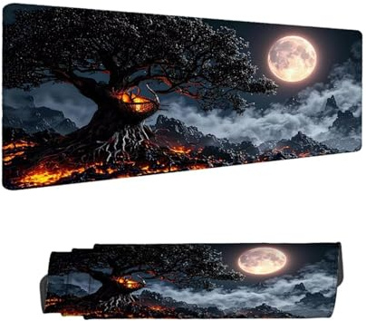 Mouse Mat Black Gaming Mouse Pad 1200 x 600 MM XXL Extended Desk Mat, Keyboard Mousepad Moon, Water-Resistant Surface and Non-Slip Base Mousemat, for Gaming Office Desk Accessories for Men H-11880