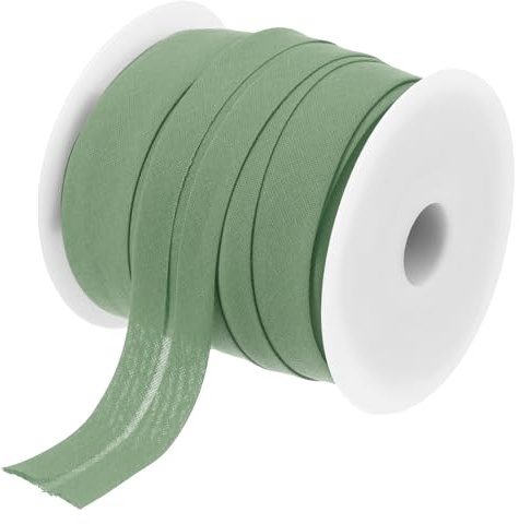 QUARKZMAN 3/4 Pulgada Cinta Al Sesgo Simple De Algodón Continua Para Coser, Costurar, Acuchetar, Hacer Dobladillos, Manualidades (Verde Claro 25 Yardas)