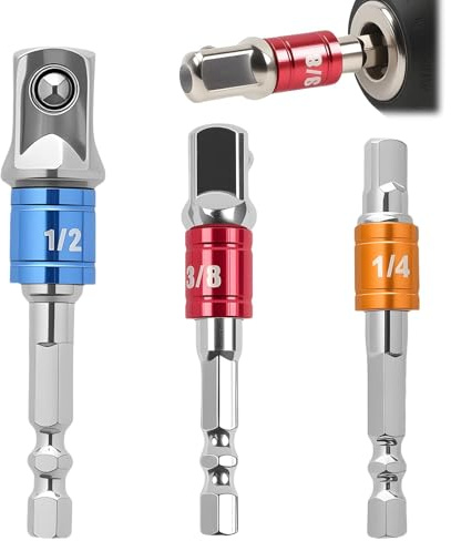 Adaptateur Douille 1/2 3/8 1/4 Forets, Porte Douilles, Adaptor Converter Set pour avec les Perceuses Electriques, Visseuses pneumatiques