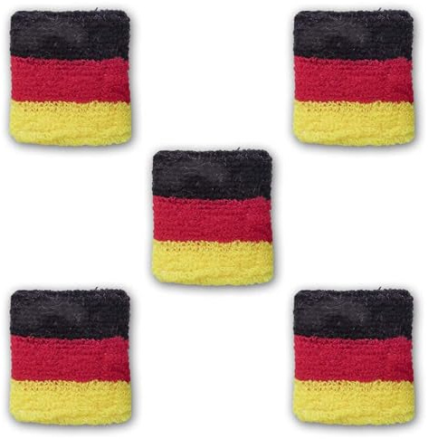 Sonia Originelli 5er Set Schweißband Fanartikel - Frottee Handgelenk Fan Schweißbänder für Fußball WM EM Sport & Fanset