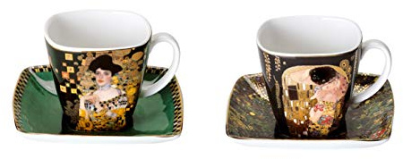 CREAFLOR HOME 2er Set Gustav Klimt Espressotassen Der Kuss Adele Bloch-Bauer Goebel Porzellan