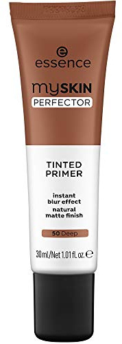 essence | My Skin Perfector Tinted Primer | Instant Blur Effect & Natural Matte Finish | Vegan, Paraben Free, Oil Free | Cruelty Free | (50 | Deep)