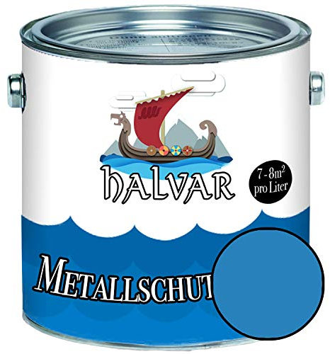 Halvar Metallschutzlack GLÄNZEND Blau RAL 5000-5024 Metallfarbe besonders robuster Kunstharzlack Wetterbeständig & perfekter Langzeitschutz Metall (1 L, RAL 5012 Lichtblau)