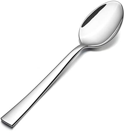 E-far Teaspoon Set of 12, 6.7 Inch Stainless Steel Spoons for Kitchen or Restaurant, Non-toxic & Mirror Polished, Squared Edge & Dishwasher Safe
